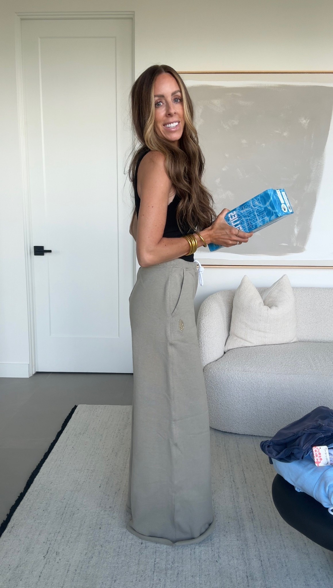 The comfiest wide leg pants and tanks!! Come in a couple fun colors.