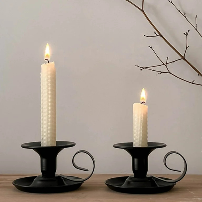 100Fens 2Pcs Tapered Candle Holders Metal Vintage Painted Candle Base Hand Held Teacup Candle Hol... | Walmart (US)
