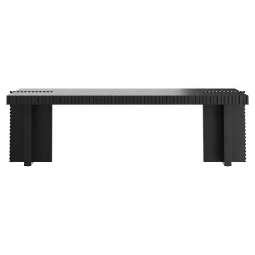 Arteriors Pacorro Industrial Loft Ebony Black Mango Wood Rectangular Bench | Kathy Kuo Home