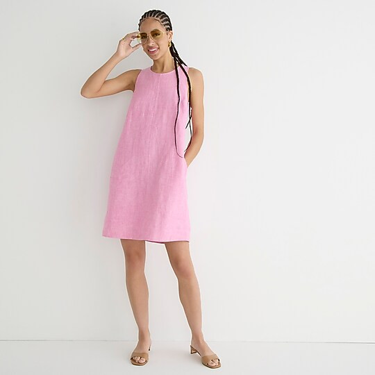 Button-back linen shift dress | J. Crew US