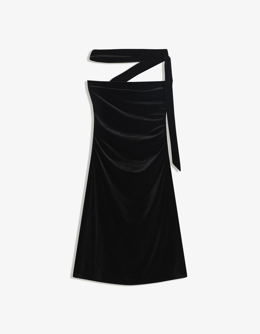 Mini-Bandeaukleid aus Samt mit Tuch - Kleider und Jumpsuits - Damen | Bershka DE