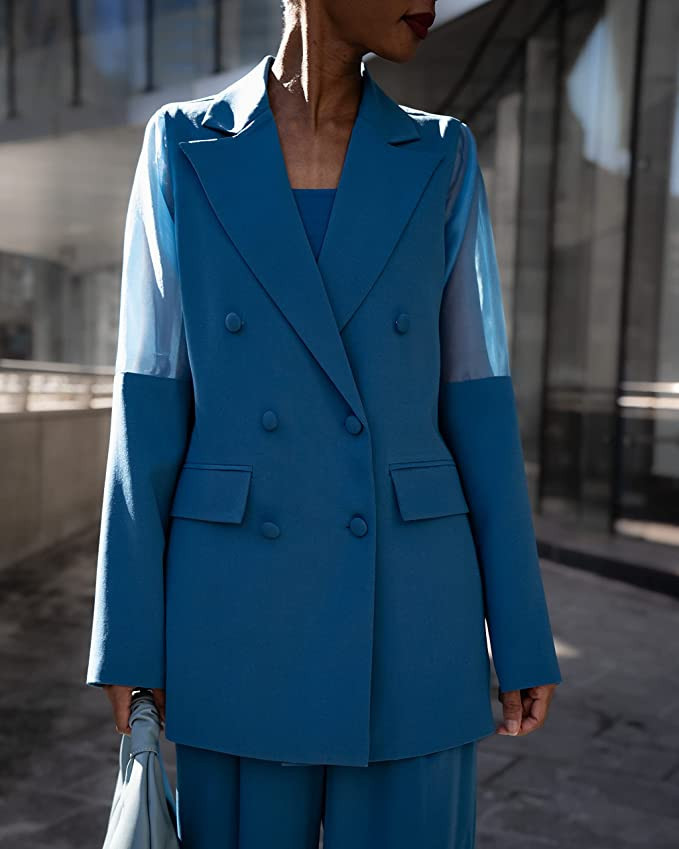 The Drop Women's Blue Sapphire Double Breasted Blazer by @signedblake | Amazon (US)