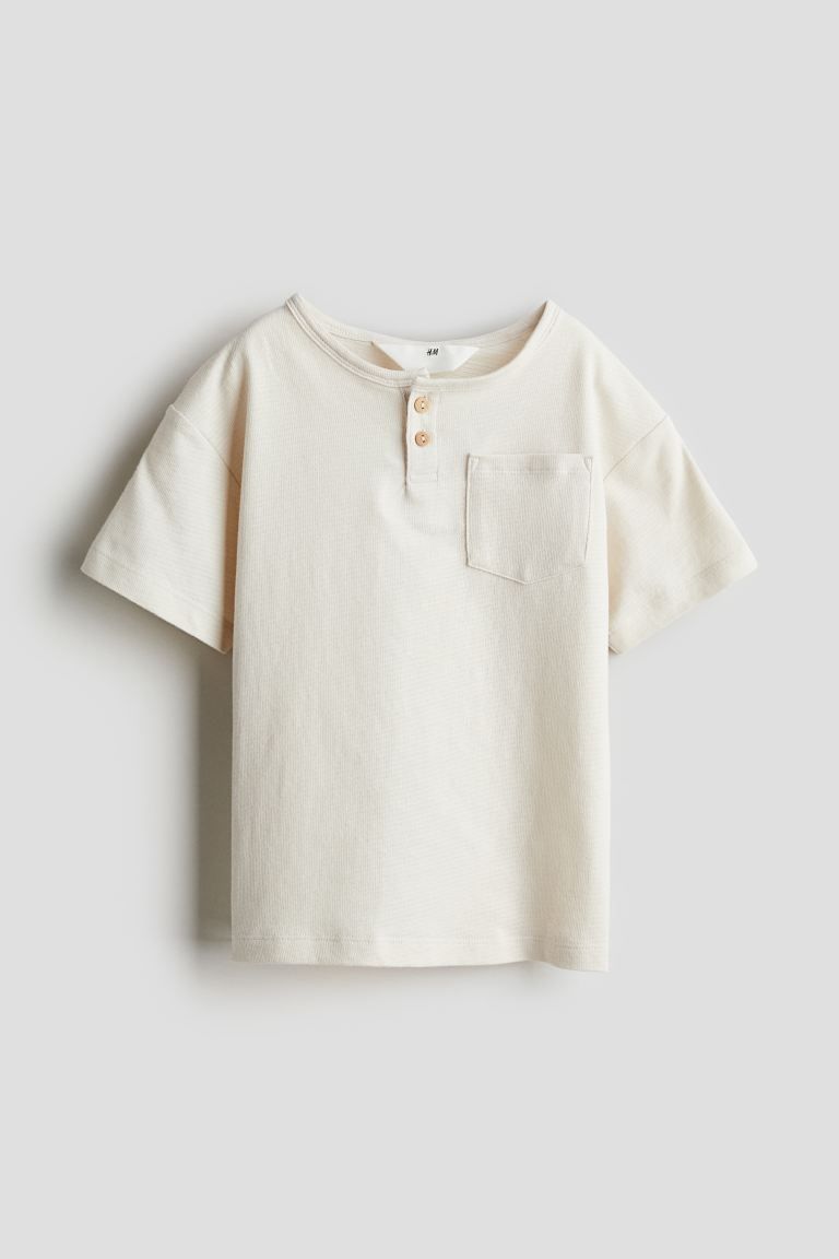 Henley T-shirt - Round Neck - Short sleeve - Natural white - Kids | H&M US | H&M (US + CA)