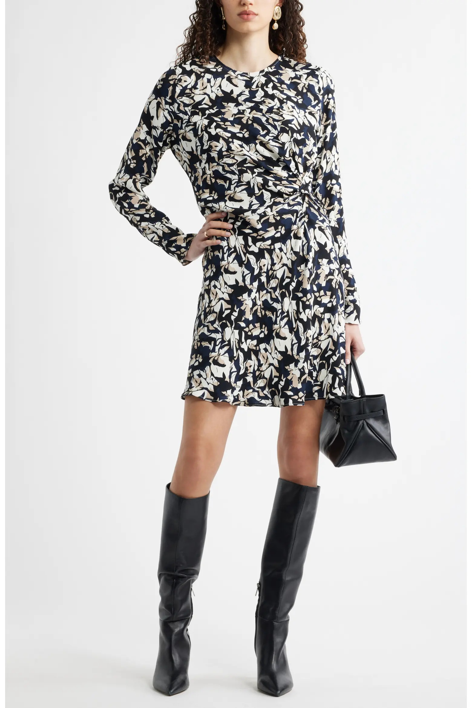 Side Twist Long Sleeve Minidress (Women) | Nordstrom | Nordstrom