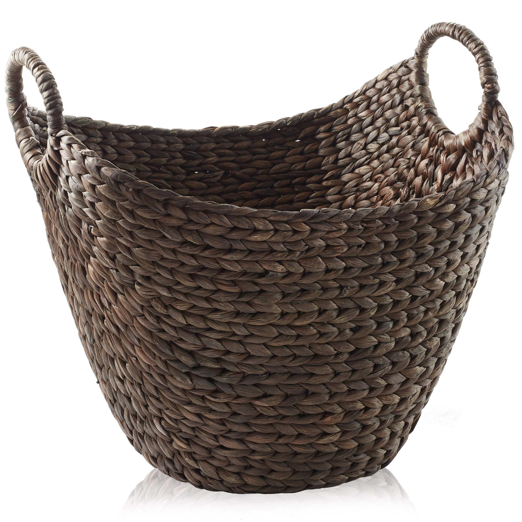 Casafield Large Laundry Boat Basket with Handles - Espresso, Woven Water Hyacinth Multipurpose St... | Amazon (US)