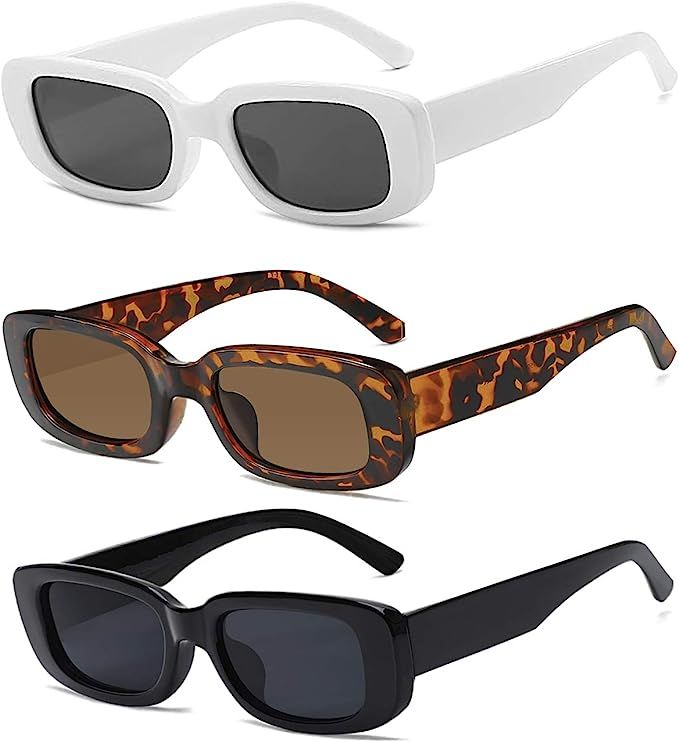 Rectangle Sunglasses for Women Black 90s Retro Sunglasses Trendy Y2K Aesthetic Sunglasses Vintage... | Amazon (US)
