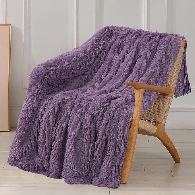 Tuddrom Decorative Extra Soft Fuzzy Faux Fur Throw Blanket 50" x 60",Solid Reversible Long Hair S... | Amazon (US)