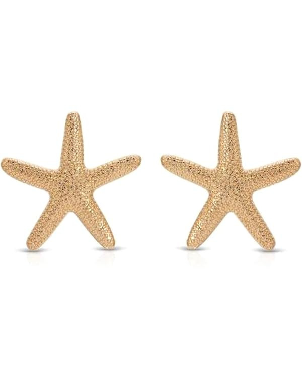 Ettika Stud Earrings For Women. Statement Starfish Stud Earrings, 18K Gold Plated Earrings. Women... | Amazon (US)