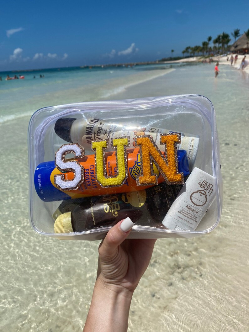 Personalized XL Clear Toiletry Bag, Travel Makeup Cosmetic Bag, Snacks, Nail, Medicine, Sunscreen... | Etsy (US)