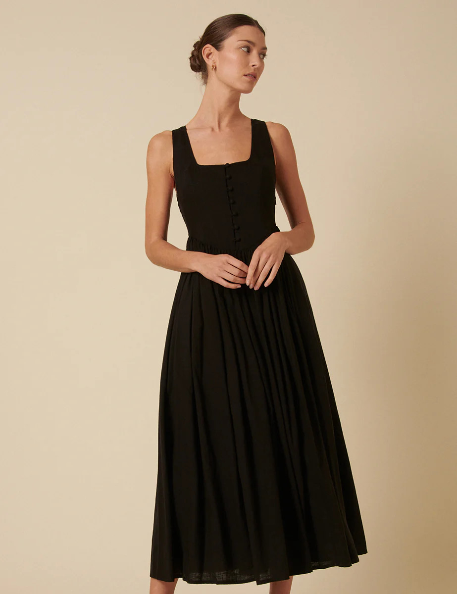 Black Drop Waist Cora Midi Dress | Nobody's Child