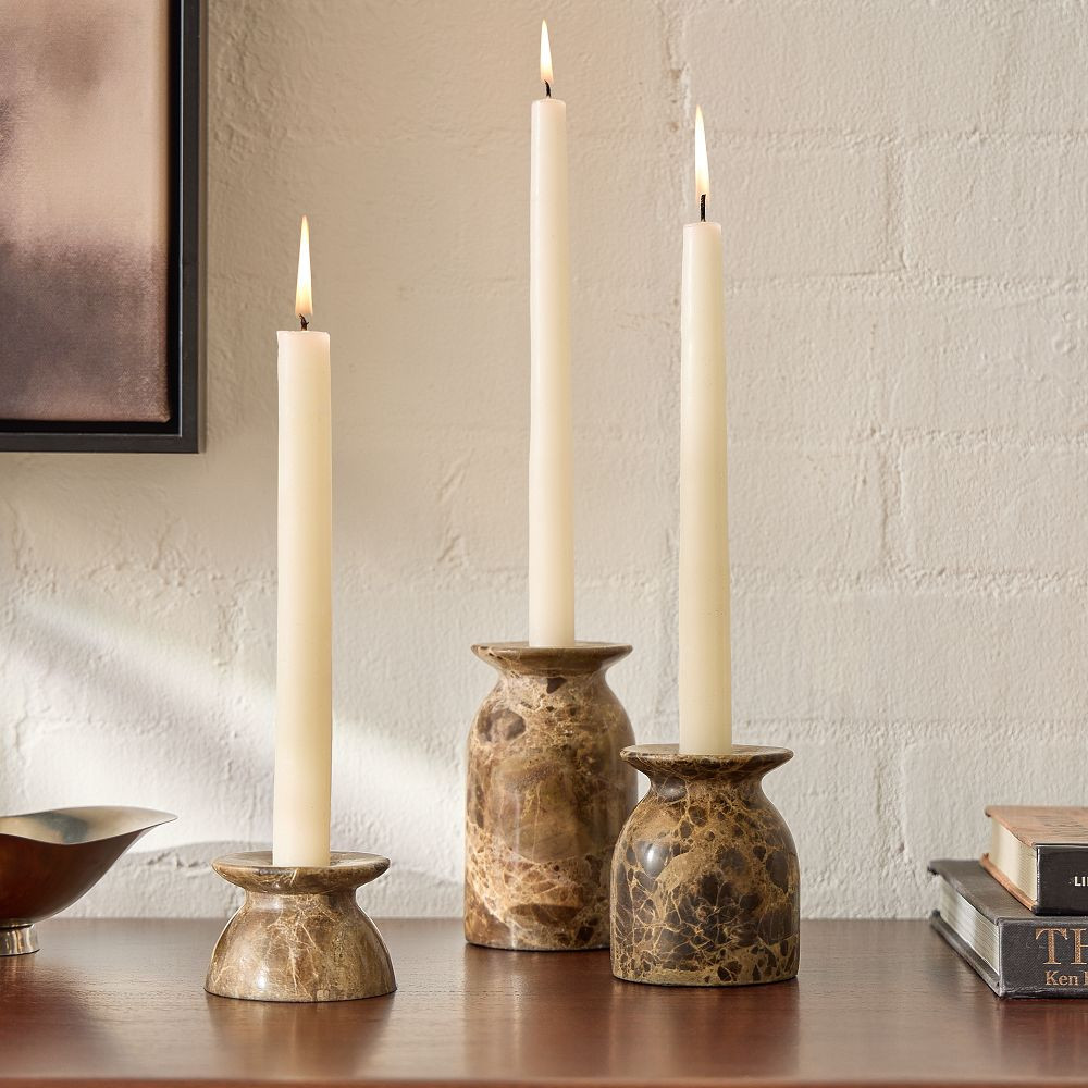 Marbled Stone Taper Holders | West Elm (US)