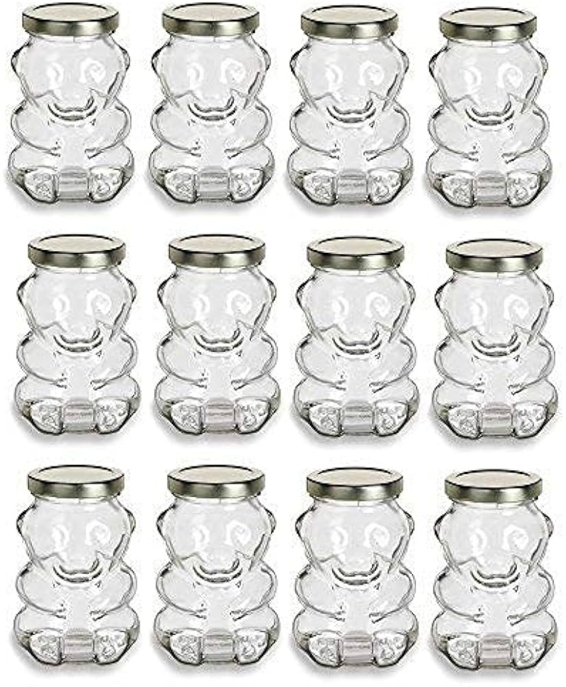 9 oz Glass Honey Bear Jars with Gold Lids 12-Pack for Honey, Candles and other Crafts | Amazon (US)
