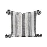 Foreside Home & Garden Black Striped Woven 20x20 Outdoor Decorative Throw Pillow with Hand Tied Tass | Amazon (US)