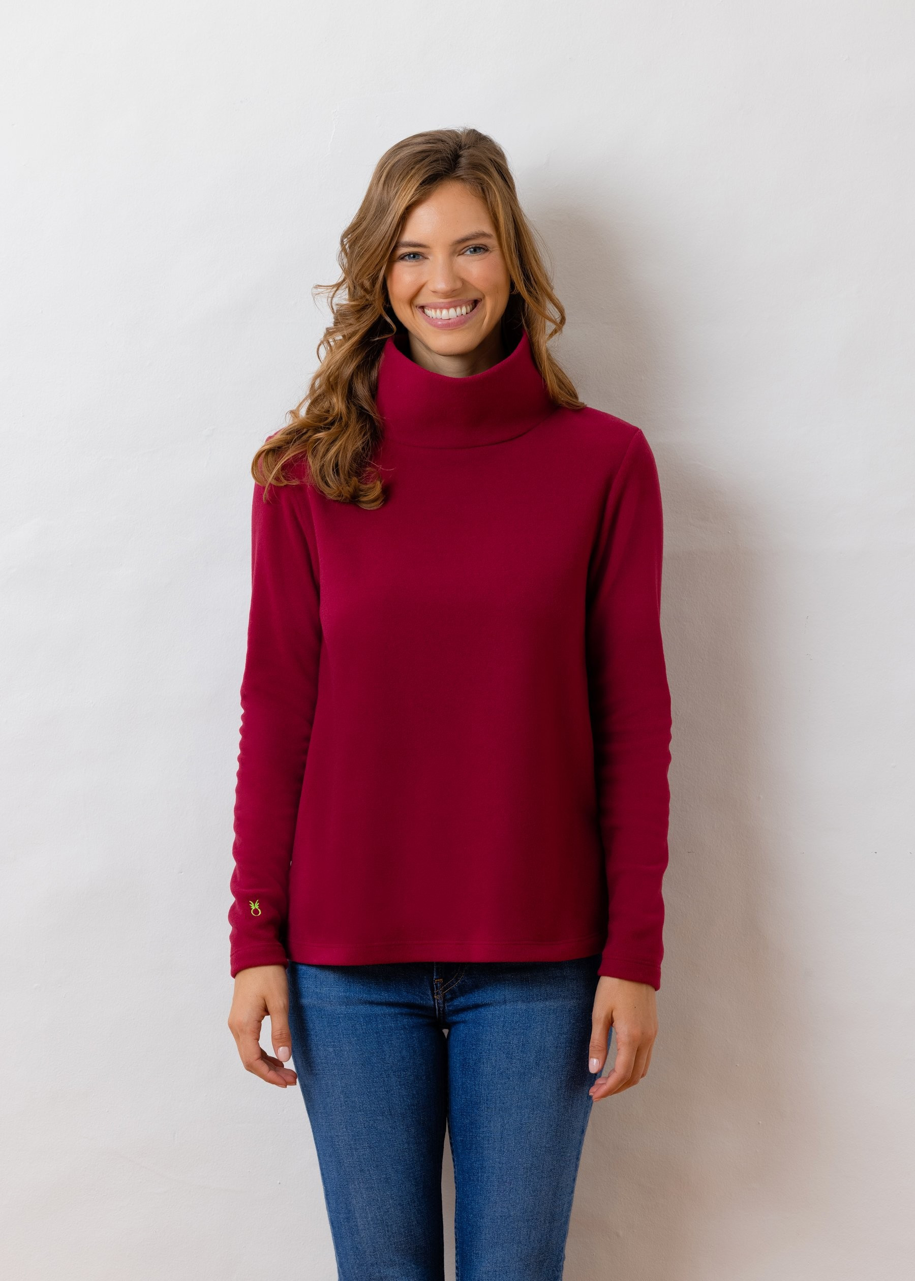 Greenpoint Turtleneck in Vello Fleece (Burgundy) | Dudley Stephens