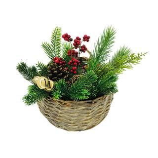 Pine, Pinecone & Bells Basket Arrangement by Ashland® | Michaels Stores
