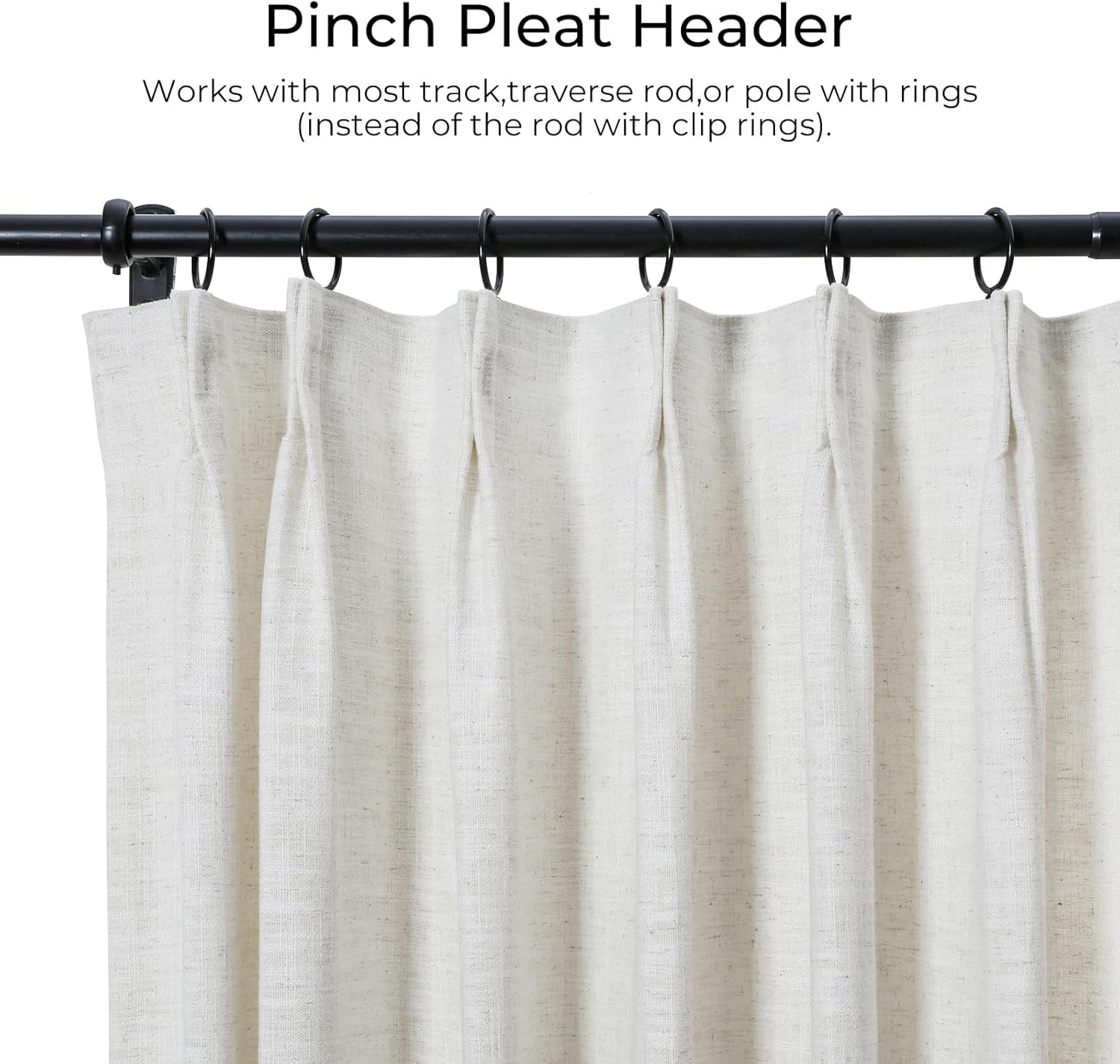 TWOPAGES 52 W x 96 L inch Pinch Pleated Light Filtering Curtain Linen Textured Unlined Drapes for... | Amazon (US)