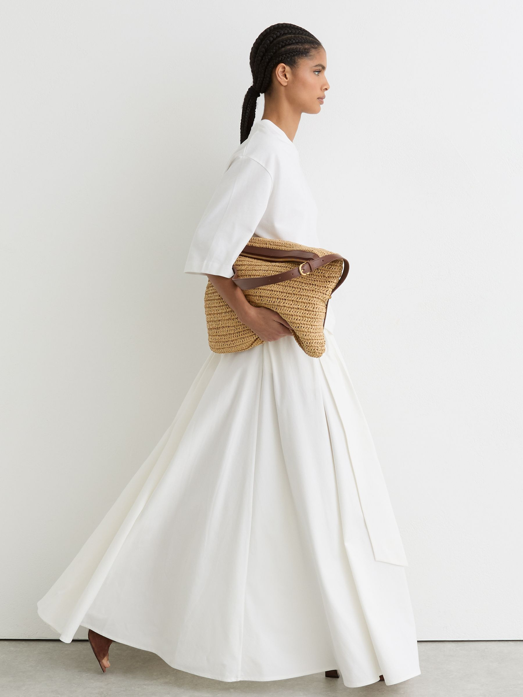Raffia-Effect Tote Bag in Natural | Reiss UK