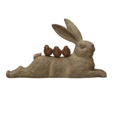 Storied Home Decorative Resting Rabbit with Birds Figurine | Ashley Homestore