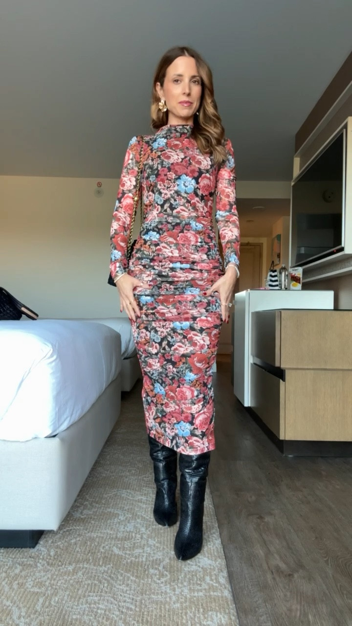 Head to toe Amazon! This floral maxi dress is stunning!! Would be small bump-friendly too! Wearing small. I went up half a size in knee-high boots. Date night outfit. Party outfit. Fall wedding guest. 


#LTKParties #LTKWedding #LTKShoeCrush