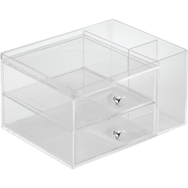 iDesign Clarity Cosmetic Organizer for Vanity Cabinet to Hold Makeup, Beauty Products, 2 Drawer w... | Walmart (US)