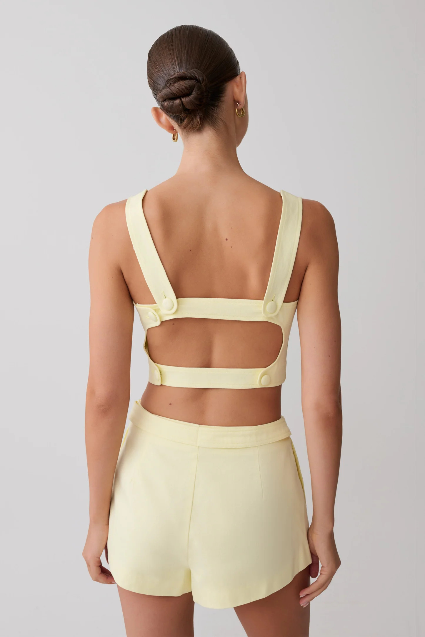 Crop Top With Open Back - Lemon | MESHKI US