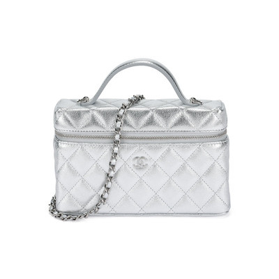 CHANEL Quilto Leather Silver Hardware Shoulder bag for Women Silver | eBay US