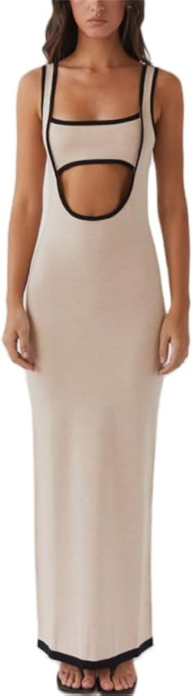 Yuemengxuan Women Sexy Backless Lace up Maxi Dress Elegant Spaghetti Strap Hollow Out Long Dress ... | Amazon (US)