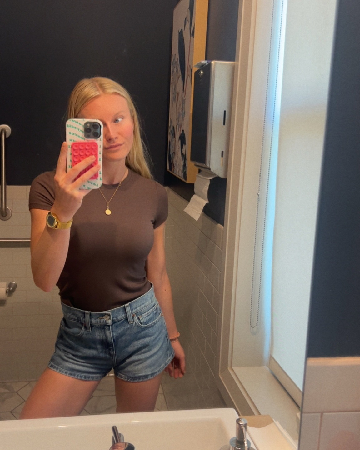 Paige Hayley denim short I took home from a local boutique yesterday + brown ribbed t-shirt! Step watch pedometer + slip silk hair-ties too!  Bluffs, 26, Truffle, xs

#LTKgrwm #LTKootd #LTKdayinmylife