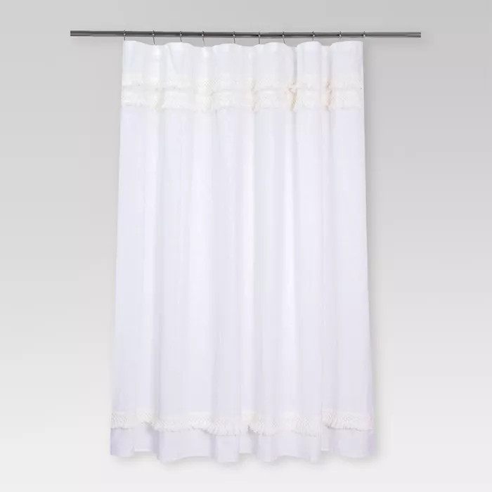 Macramé Fringe Shower Curtain Cream - Threshold™ | Target