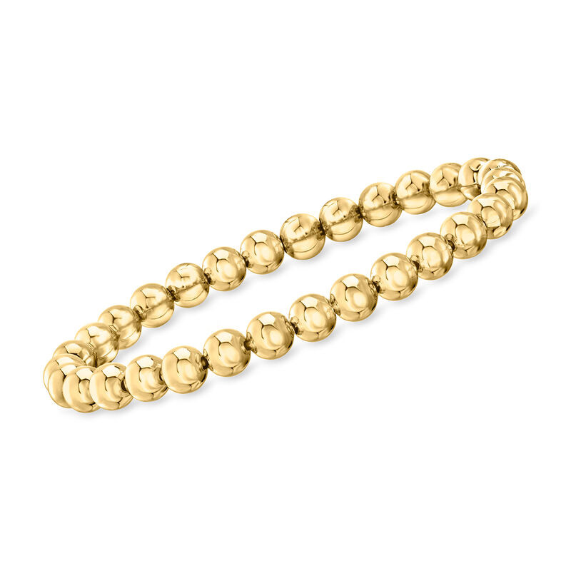 Italian 6mm 18kt Gold Over Sterling Bead Stretch Bracelet | Ross-Simons