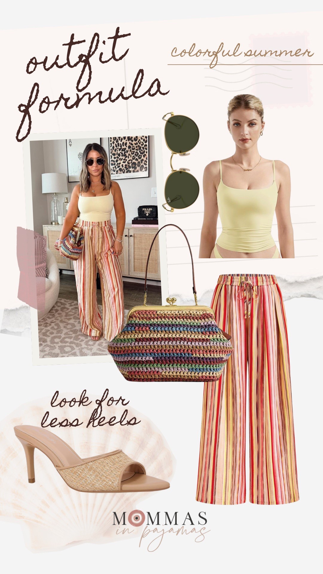 Cute, colorful, comfy and petite friendly makes this outfit is an immediate yes for me. These striped pants are absolutely adorable; I’m obsessed with the colors. My purse is a splurge, but I found a very similar option I am also linking. 
Summer outfit inspo, stripes for summer

#LTKMidsize #LTKPetite #LTKSeasonal