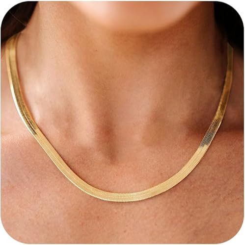 CHESKY Gold Necklace for Women-14K Plated sterling silver Snake Chain Necklace Dainty Simple Chun... | Amazon (US)