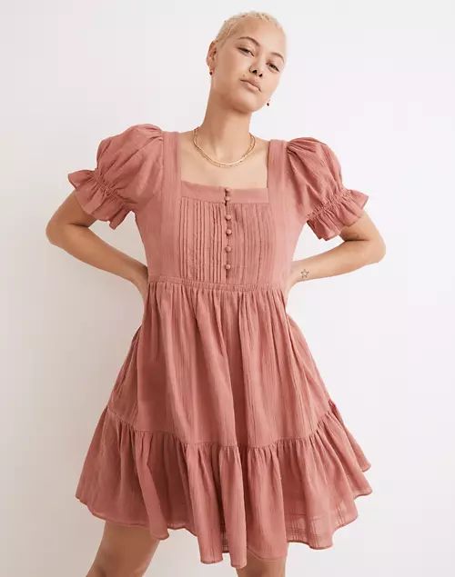 Puff-Sleeve Drawstring Mini Dress | Madewell