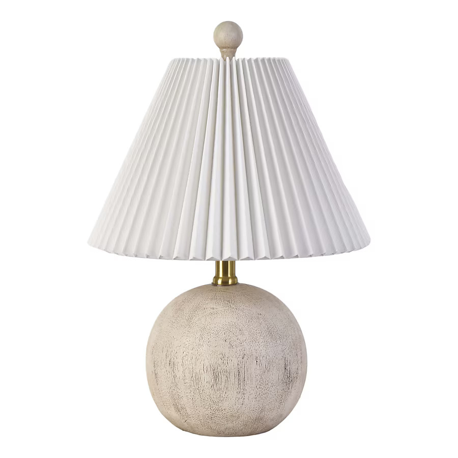 allen + roth 17.25-in White Woodgrain LED Incandescent Rotary socket Table Lamp with Linen Shade | Lowe's