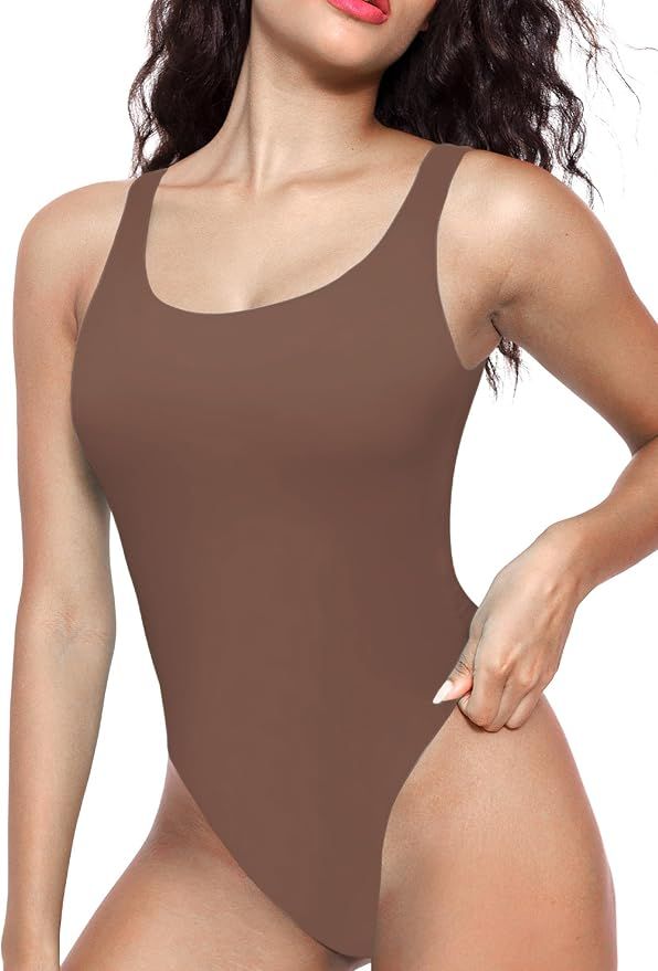 NEWVISISTER Bodysuit for Women Scoop Neck Sleeveless Racerback Buttery Soft Tank Tops | Amazon (US)