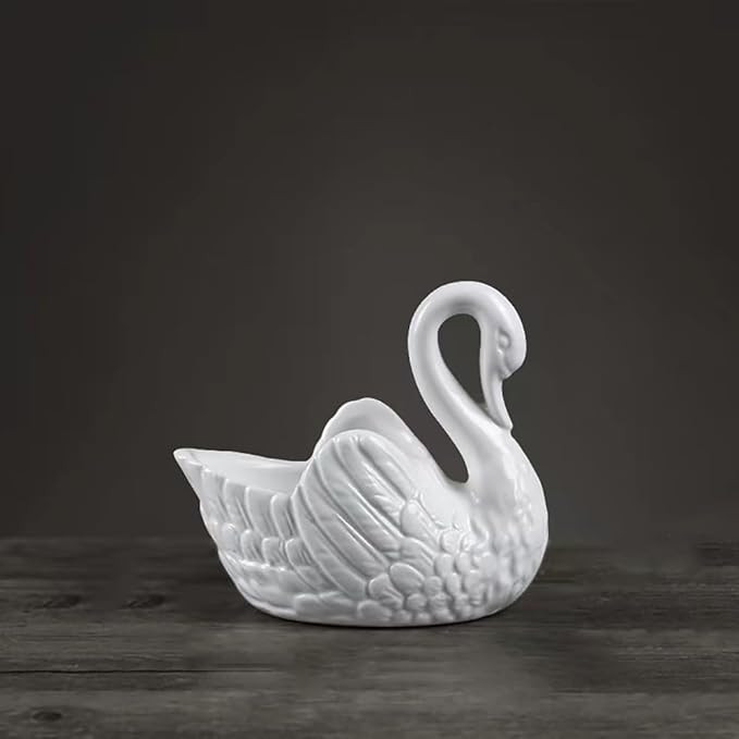White Ceramic, Swan Flowerpot, Succulent Flowerpot, Medium Temperature Porcelain, Can be Used as ... | Amazon (US)