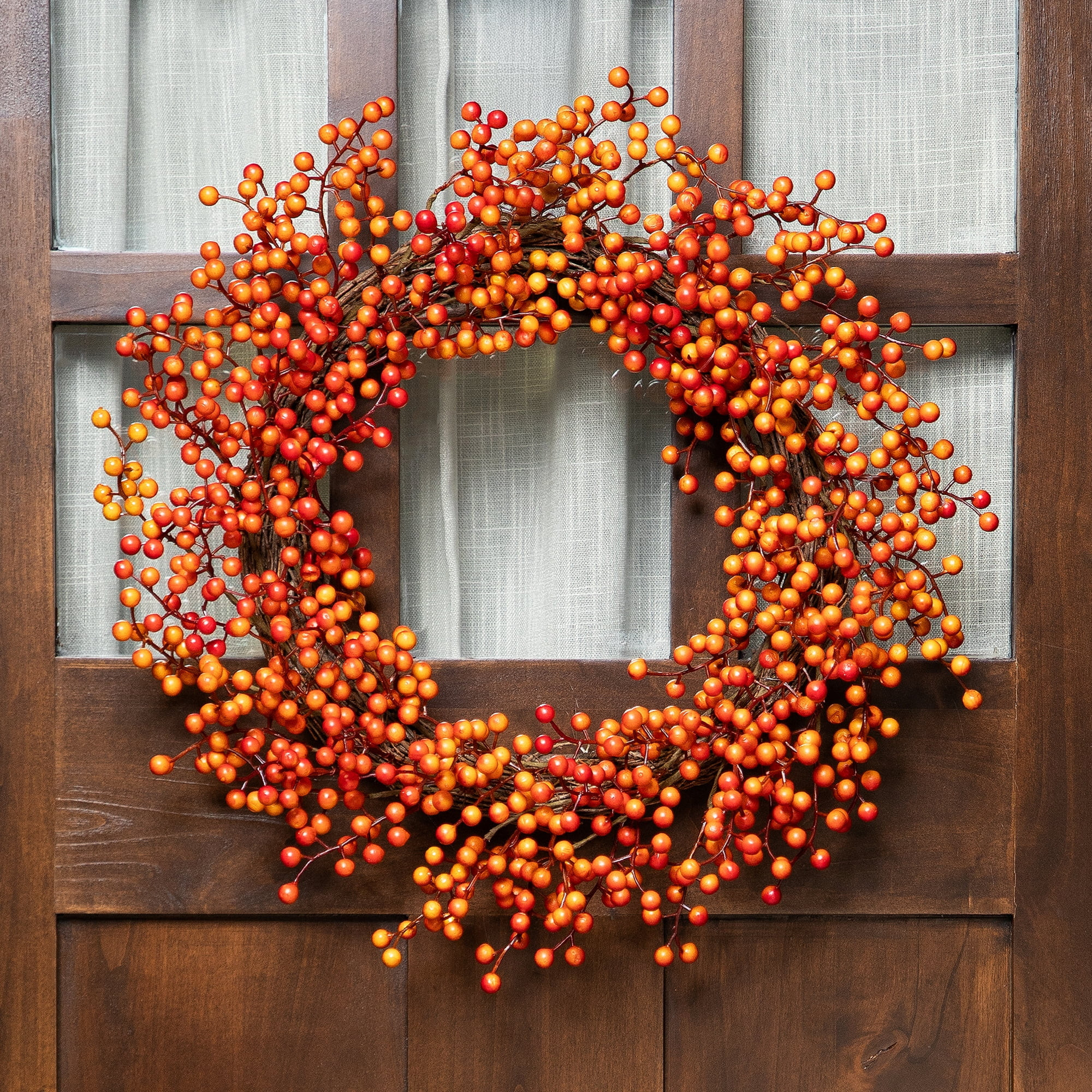 Northlight Artificial Berries Fall Harvest Twig Wreath - 18" - Orange | Walmart (US)