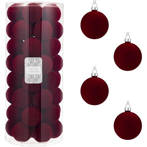 Palonu 30 Pcs Velvet Christmas Balls,2.4 Inch Flocked Ornaments with Velvet Ribbons, Shatterproof... | Amazon (US)