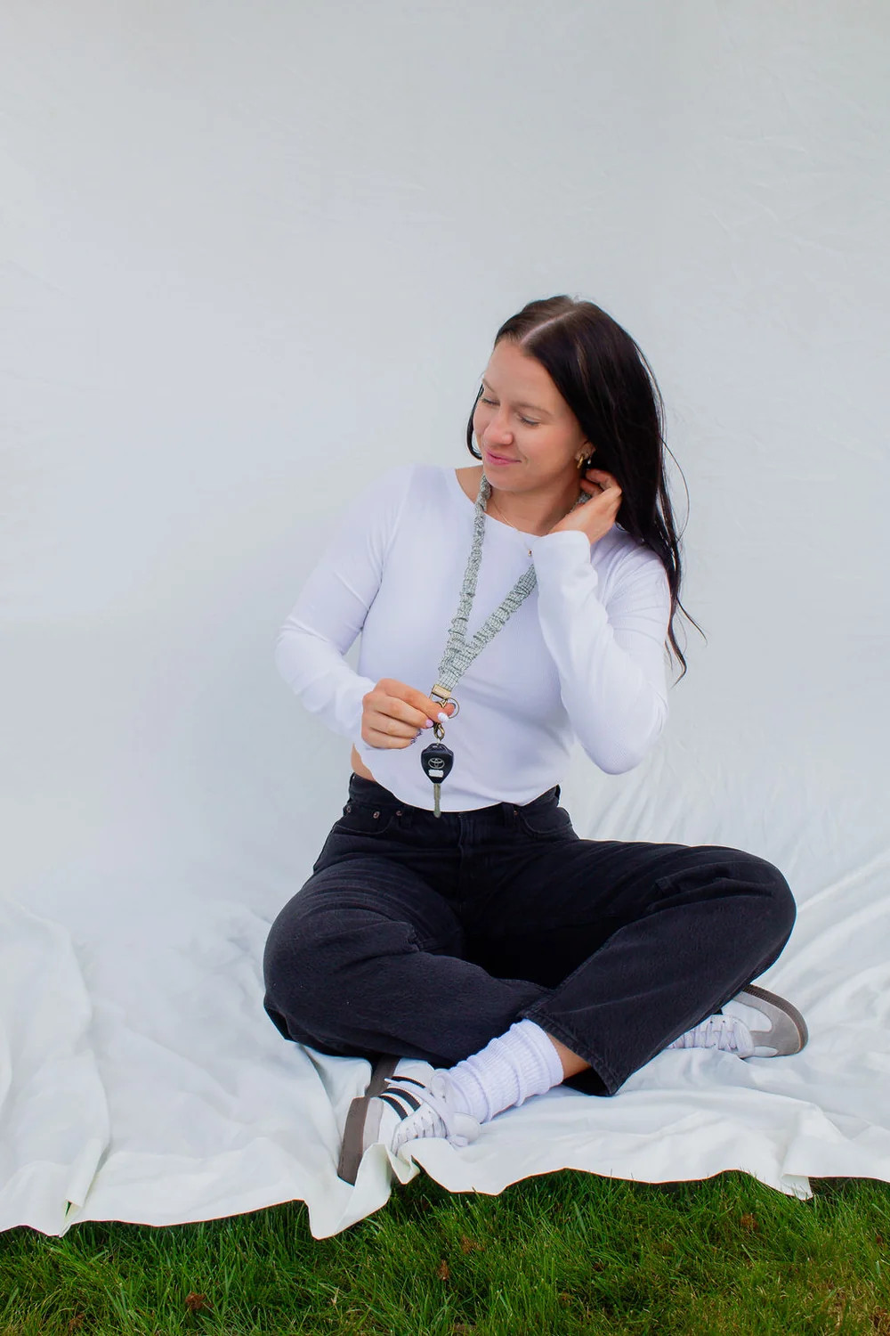Pistachio Grid Lanyard | Shop Andi