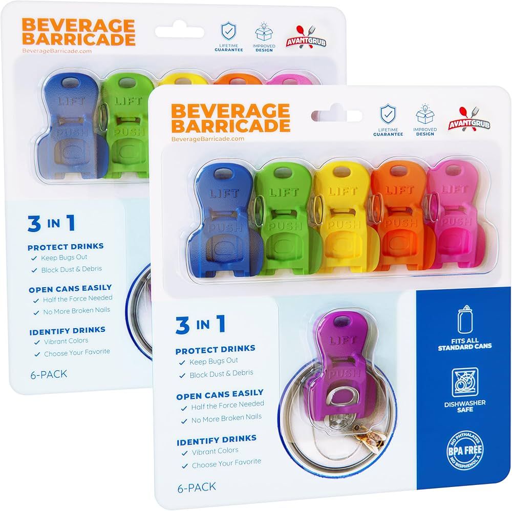 Complete Cover Easy Tab Opener New and Improved 12PK Beverage Barricade 2.0 by Avant Grub. Colorf... | Amazon (US)