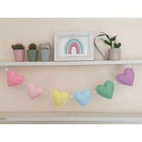 Rainbow Garland/Pastel Heart Pastel Rainbow Wall Decor Bunting Hearts | Etsy (UK)