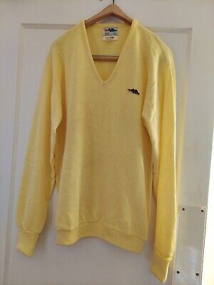 Vtg Sears Mens Fire Dragon Yellow V Neck Pullover Acrylic Sweater Tall XL VGUC  | eBay | eBay US