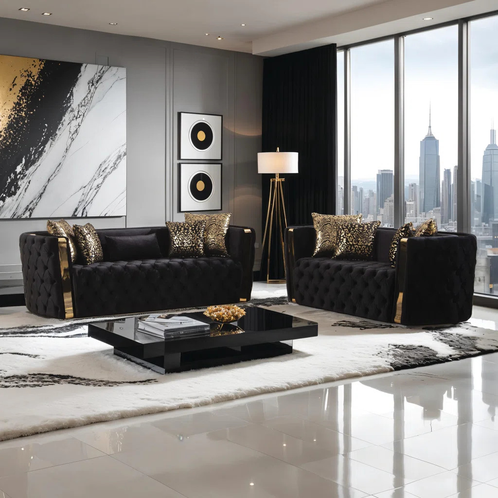 Doruk 2 - Piece Velvet Living Room Set | Wayfair North America