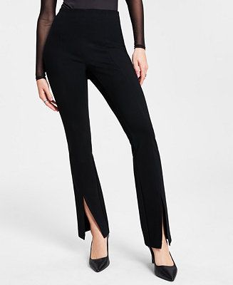 Women's Ponté-Knit Slit-Hem Pants, Created for Macy's | Macy's