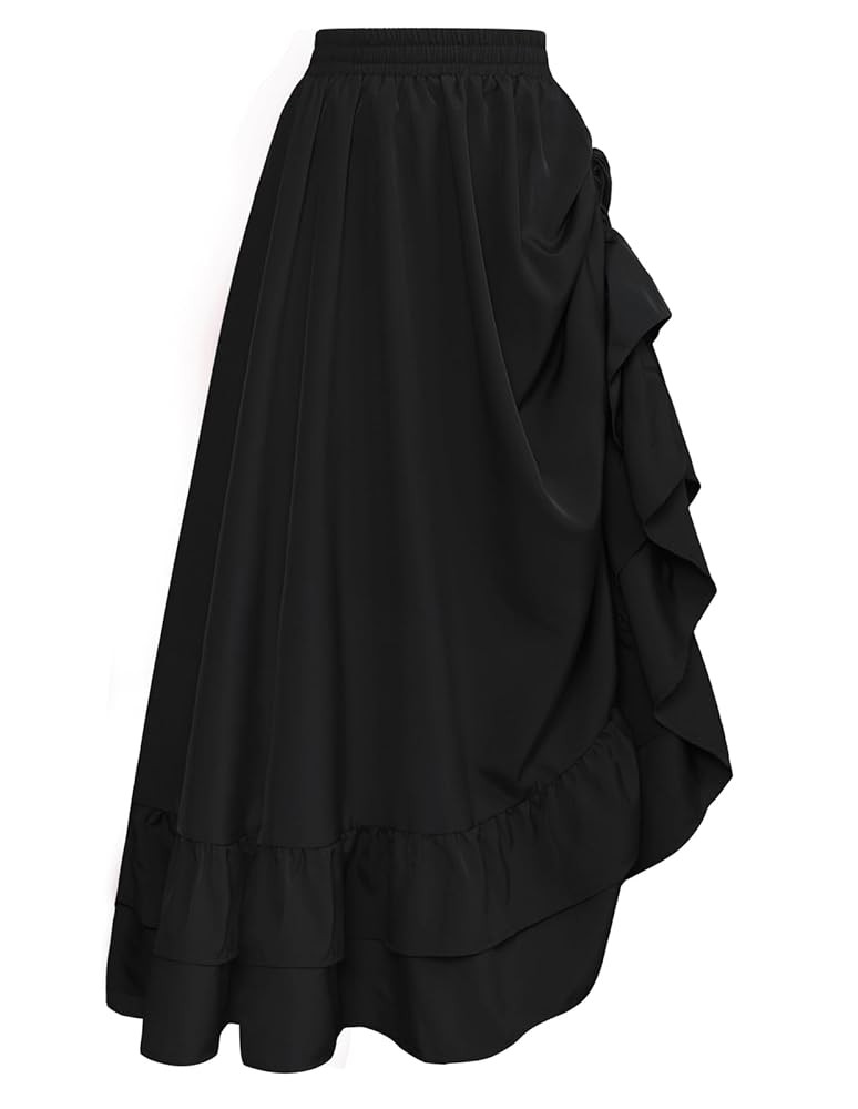 Scarlet Darkness Women Renaissance Skirt Medieval Ruffle Layered Maxi Skirts | Amazon (US)
