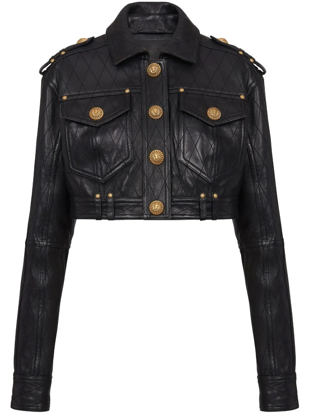 quilted leather cropped jacket | Farfetch Global