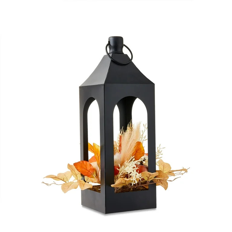 Metal Lantern with Foam Pumpkins & Foliage Tabletop Decor, Multicolor, 11", Fall by Way To Celebr... | Walmart (US)