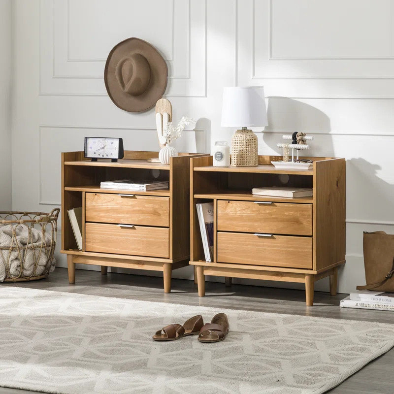 Gheorghe Solid Wood 2-Drawer Nightstands | Wayfair North America