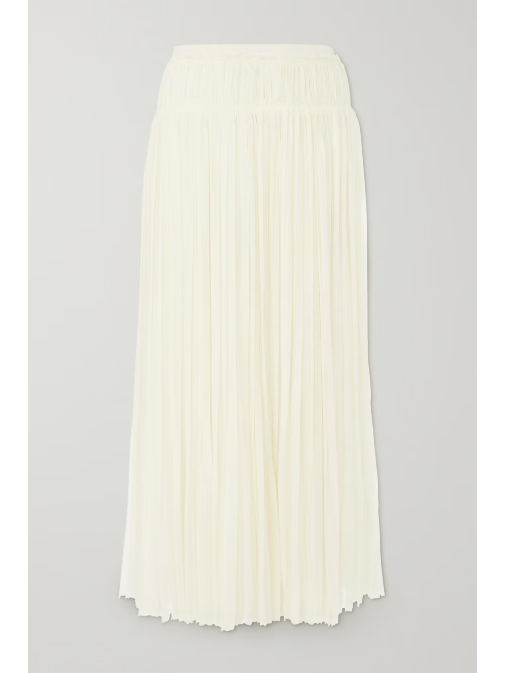 White + NET SUSTAIN asymmetric pleated wool-gauze midi skirt | CHLOÉ | NET-A-PORTER | NET-A-PORTER (UK & EU)