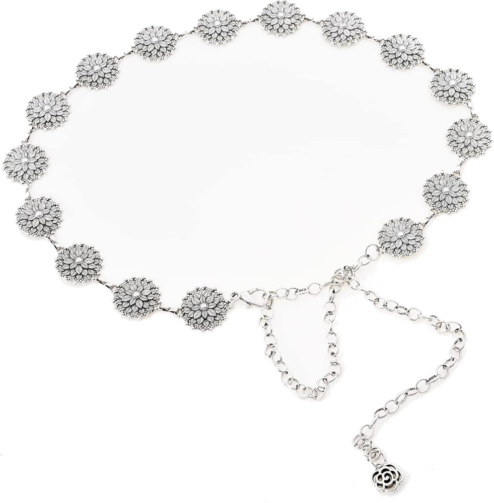 ILuvatar Luvatar Womens Metal Chain Dress Belt Hollow Out Daisy Sweater Belt Decorated Skinny Wai... | Amazon (US)